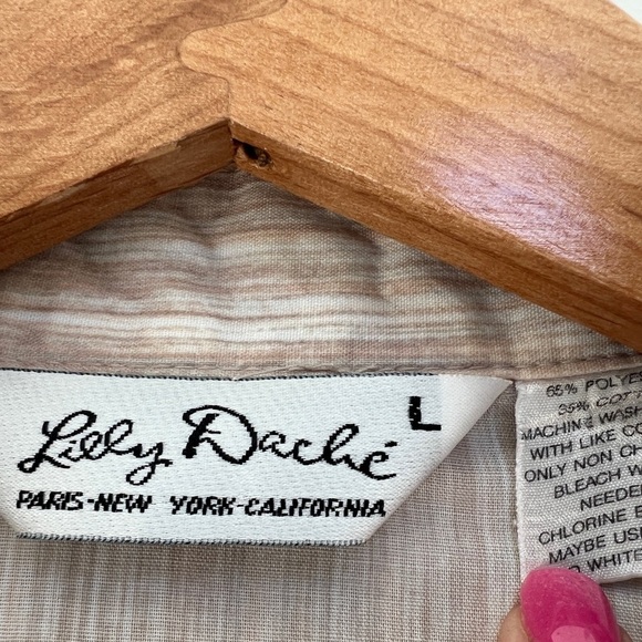 Vintage Lilly Dache Men's Short Sleeve Shirt Tan Stripe Retro Design 1970's - Picture 3 of 9